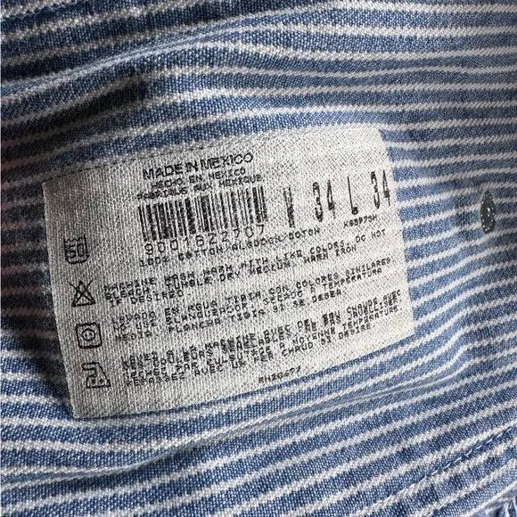 Dickies Hickory Stripe Railroad Overalls denim unisex Medium 34x34 - Picture 14 of 14